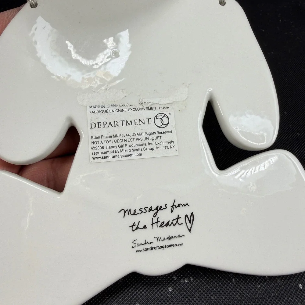 Sandra Magsamen Dept 56 I Ruff You Dog Ceramic Wall Plaque Heart Eye Blue Bow